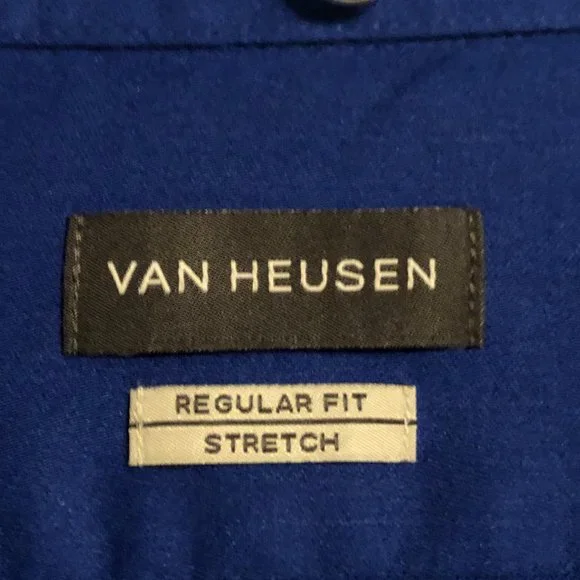 COPY - 2/$20 Van Heusen L/S dress shirt bold blue 17.5 neck  $13 separate - Picture 2 of 5